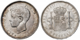 1896*1896. Alfonso XIII. PGV. 5 pesetas. (AC. 106). 24,82 g. BC+.