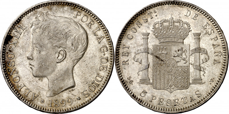 1899*1899. Alfonso XIII. SGV. 5 pesetas. (AC. 110). Brillo original. 25,08 g. EB...