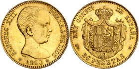 1890*1890. Alfonso XIII. MPM. 20 pesetas. (AC. 114). 6,43 g. EBC.