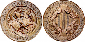 1900. Unió Catalanista. Barcelona. Vallmitjana. 10 céntimos. (AC. 133). Golpecitos. 9,83 g. EBC.