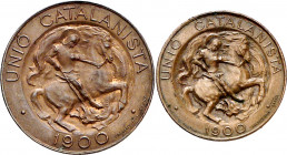 1900. Unió Catalanista. Barcelona. Vallmitjana. 5 y 10 céntimos. (AC. 132 y 133). 2 monedas. EBC-/EBC+.
