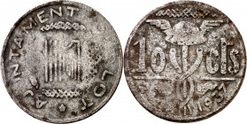 Olot. 10 céntimos. (AC. 30) (T. 1950). Manchitas. 3,76 g. MBC.