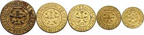 Menorca (Baleares). 5, 10, 25 céntimos, 1 y 2,50 pesetas. (AC. 20 a 24). 5 monedas, serie completa. MBC/EBC+.