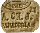 Grazalema (Cádiz). Panadería A. Ch. J. 1(?). Latón. 3,04 g. MBC.