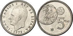 1975*80. Juan Carlos I. 5 pesetas. (AC. 40). Error del Mundial. 5,73 g. EBC+.