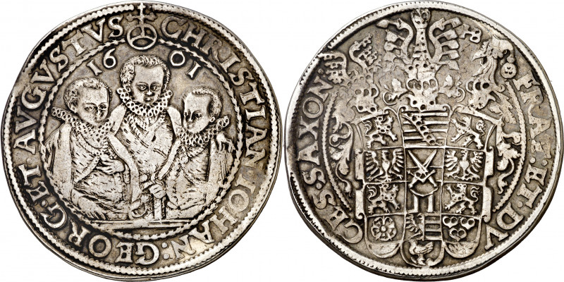 Alemania. Sajonia. 1601. Christian II, Juan Jorge y Augusto. HB. 1 taler. (Kr. 1...