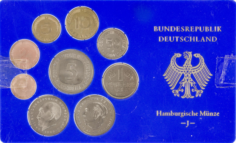 Alemania. 1976. J (Hamburgo). 1, 2, 5, 10, 50 pfening y 1, 2 (dos) marcos. Expos...