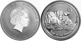 Australia. 2008. Isabel II. P (Perth). 50 centavos. (Kr. 1879). Año de la rata. Acuñación de 366 ejemplares. Escasa. AG. 15,81 g. S/C.