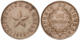 Chile. 1835. 1 centavo. (Kr. 115). CU. 9,92 g. EBC-.