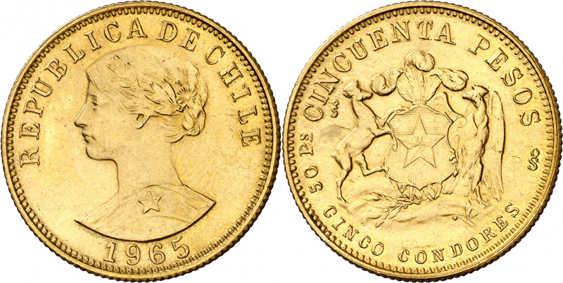 Chile. 1965. Santiago. 50 pesos. (Fr. 55) (Kr. 169). AU. 10,16 g. S/C-.