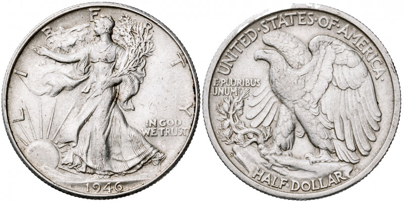 Estados Unidos. 1946. S (San Francisco). 1/2 dólar. (Kr. 142). AG. 12,47 g. EBC-...