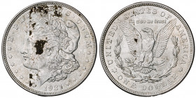 Estados Unidos. 1921. Filadelfia. 1 dólar. (Kr. 110). Concreciones. AG. 26,75 g. EBC+.