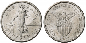 Filipinas. 1907. S (San Francisco). 1 peso. (Kr. 172). Brillo original. 20,01 g. EBC.