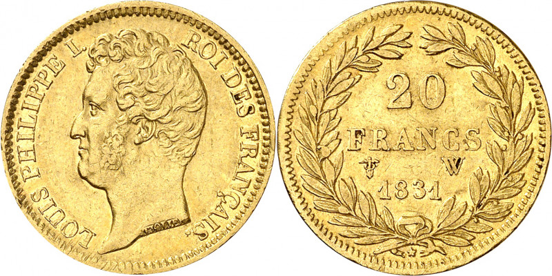 Francia. 1831. Luis Felipe I. W (Lille). 20 francos. (Fr. 556) (Kr. 764.4). AU. ...