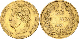 Francia. 1839. Luis Felipe I. A (París). 20 francos. (Fr. 560) (Kr. 750.1). Golpecitos. AU. 6,38 g. MBC-.
