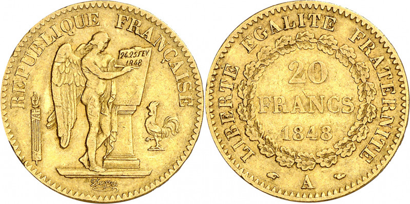 Francia. 1848. II República. A (París). 20 francos. (Fr. 565) (Kr. 757). AU. 6,3...