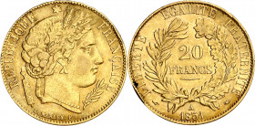 Francia. 1851. II República. A (París). 20 francos. (Fr. 566) (Kr. 762). Golpecito. AU. 6,41 g. MBC.