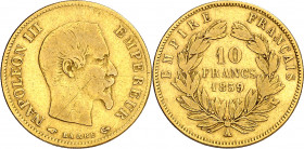 Francia. 1859. Napoleón III. A (París). 10 francos. (Fr. 576a) (Kr. 784.3). AU. 3,15 g. BC+/MBC-.