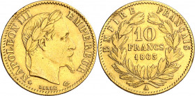 Francia. 1863. Napoleón III. A (París). 10 francos. (Fr. 586) (Kr. 800.1). AU. 3,19 g. MBC.