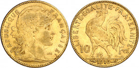 Francia. 1910. III República. 10 francos. (Fr. 597) (Kr. 846). AU. 3,22 g. MBC-/MBC.