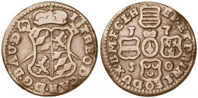 Lieja. 1750. Juan Teodoro. 1 liard. (Kr. 155). CU. 3,47 g. MBC-.