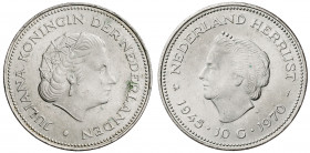 Países Bajos. 1970. Juliana. 10 gulden. (Kr. 195). 25º Aniversario de la Liberación. AG. 25 g. S/C-.