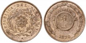 Paraguay. 1870. 1 centésimo. (Kr. 2). CU. 4,93 g. MBC+.