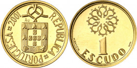 Portugal. 2001. 1 escudo. (Fr. 206) (Kr. 631a). En estuche oficial con certificado. AU. 4,60 g. Proof.