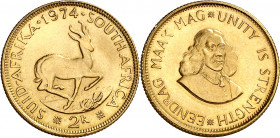 Sudáfrica. 1974. 2 rands. (Fr. 11) (Kr. 64). AU. 7,97 g. S/C-.