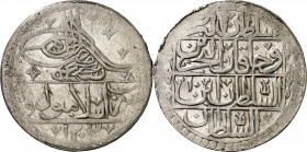 Turquía. AH 1203 (1789). Selim III. 1 yuzluk. (Kr. 507). AG. 30,52 g. MBC+.