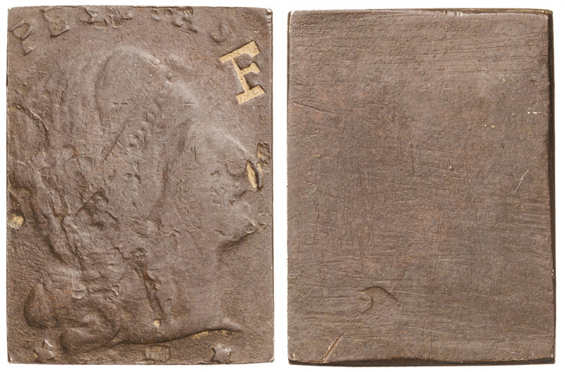 Recortada rectangularmente. Contramarca F en reverso. CU. 6,32 g. BC.