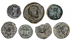 Lote de 7 bronces ibéricos e hispano-romanos. A examinar. BC/MBC.