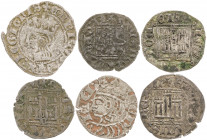 Enrique II (1368-1379). Lote de 6 monedas distintas. Interesante. MBC-/MBC+.