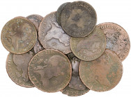 Carlos III. Segovia. 1, 2 (seis), 4 (tres) y 8 maravedís (seis). Lote de 16 monedas, fechas variadas. A examinar. MC/BC+.