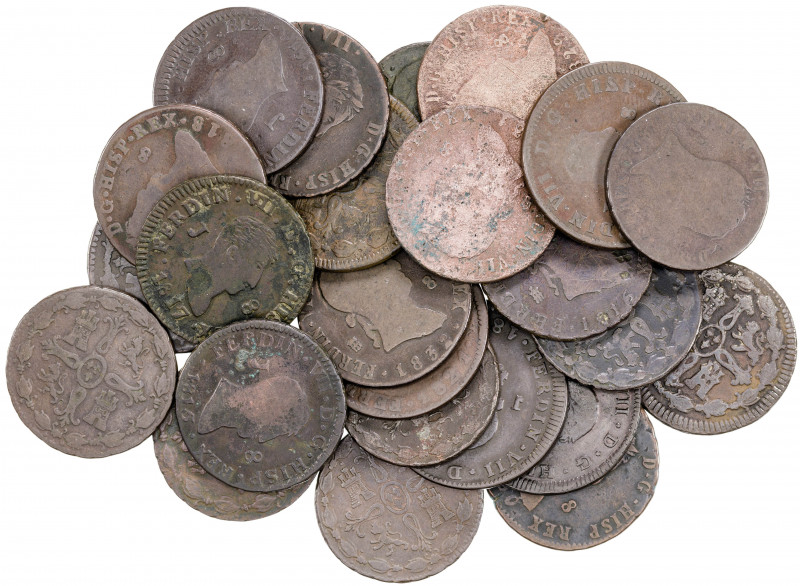 1813 a 1833. Fernando VII. Jubia y Segovia. 8 maravedís. 24 monedas, casi todas ...
