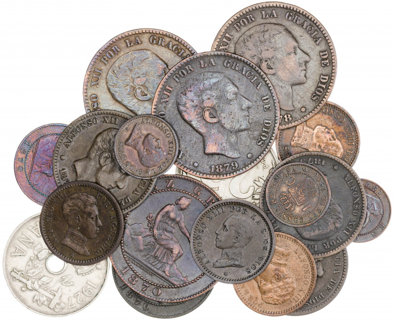 1870 a 1927. 1 (cinco), 2 (cinco), 5 (cuatro), 10 (cuatro) y 25 céntimos (dos). ...