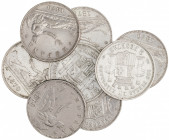 1870*1874. I República. DEM. 2 pesetas. Lote de 8 monedas, todas con estrellas perfectas. BC+/MBC+.