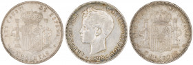 1898*1898. Alfonso XIII. SGV. 5 pesetas. Lote de 3 monedas. BC+/MBC-.