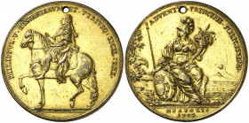 1702. Felipe V. Nápoles. Viaje a Italia. (MHE. 118 var) (Ruiz Trapero 28 var) (V. 3 var) (V.Q. 12916 var). Grabador: A. Mª de Gennaro (Forrer I, 240)....