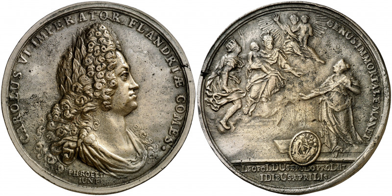 Austria. 1716. Carlos VI. La ciudad de Brujas al nacimiento del Archiduque Leopo...