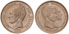 Bélgica. 1853. Leopoldo I. Boda del duque y la duquesa de Brabante, 21-22 agosto. Bronce. 19,86 g. Ø33 mm. MBC+.