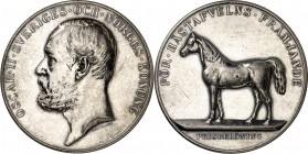 Suecia. s/d. Óscar II. Fomento de la cría de caballos. Premio. Grabador: A. Lindberg. Plata. 88,15 g. Ø43 mm. MBC+.