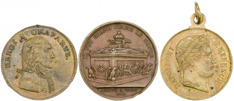 Francia. 1796 a 1853. Lote de 3 medallas sobre Napoleón. MBC+/EBC.