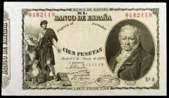 1889. 100 pesetas. (Ed. B83) (Ed. 299). 1 de junio, Goya. Raro. MBC.