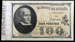 1898. 100 pesetas. (Ed. B89) (Ed. 305). 24 de junio, Jovellanos. Doblez central. Raro. EBC-.