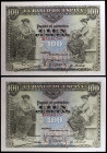 1906. 100 pesetas. (Ed. B97a) (Ed. 313a). 30 de junio. Pareja correlativa, serie B. Leve doblez. EBC-.