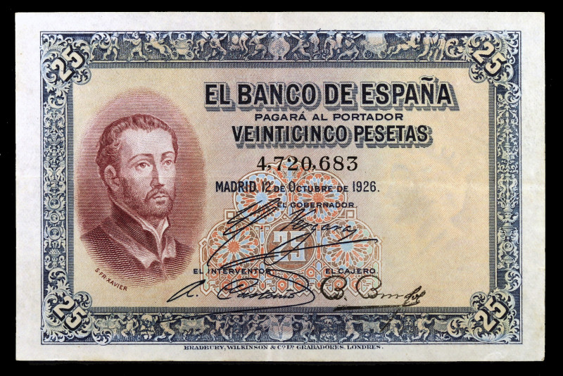 1926. 25 pesetas. (Ed. B109) (Ed. 325). 12 de octubre, San Francisco Javier. Sin...