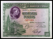 1928. 500 pesetas. (Ed. C7) (Ed. 356). 15 de agosto, Cisneros. EBC.