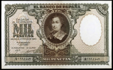 1940. 1000 pesetas. (Ed. D41) (Ed. 440). 9 de enero, Murillo. Lavado y planchado. Raro. MBC+.