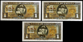 1940. 1 peseta. (Ed. D43a) (Ed. 442a). 4 de septiembre, "Santa María". Trío correlativo, serie A. S/C-.